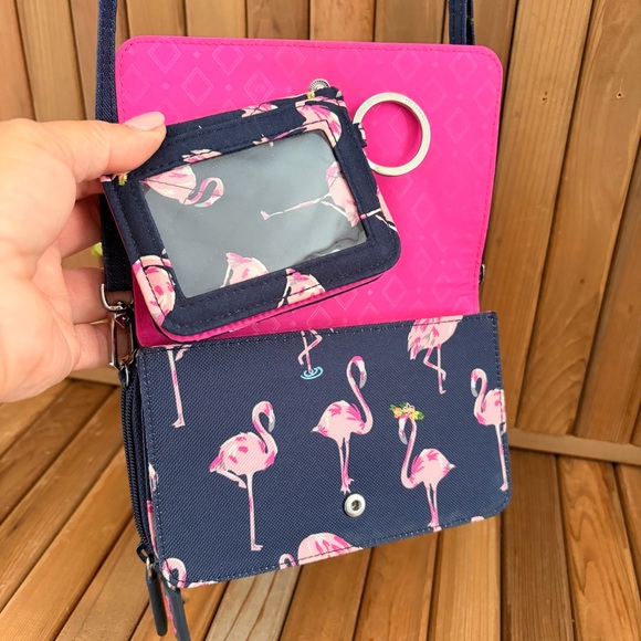 Vera Bradley Handbags - Vera Bradley Flamingo Crossbody Bag - Navy and Pink